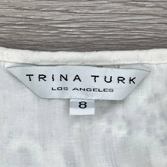 TRINA TURK Off White Cotton Eyelet Crochet Sheath Dress - Size 8 - Picture 2 of 14